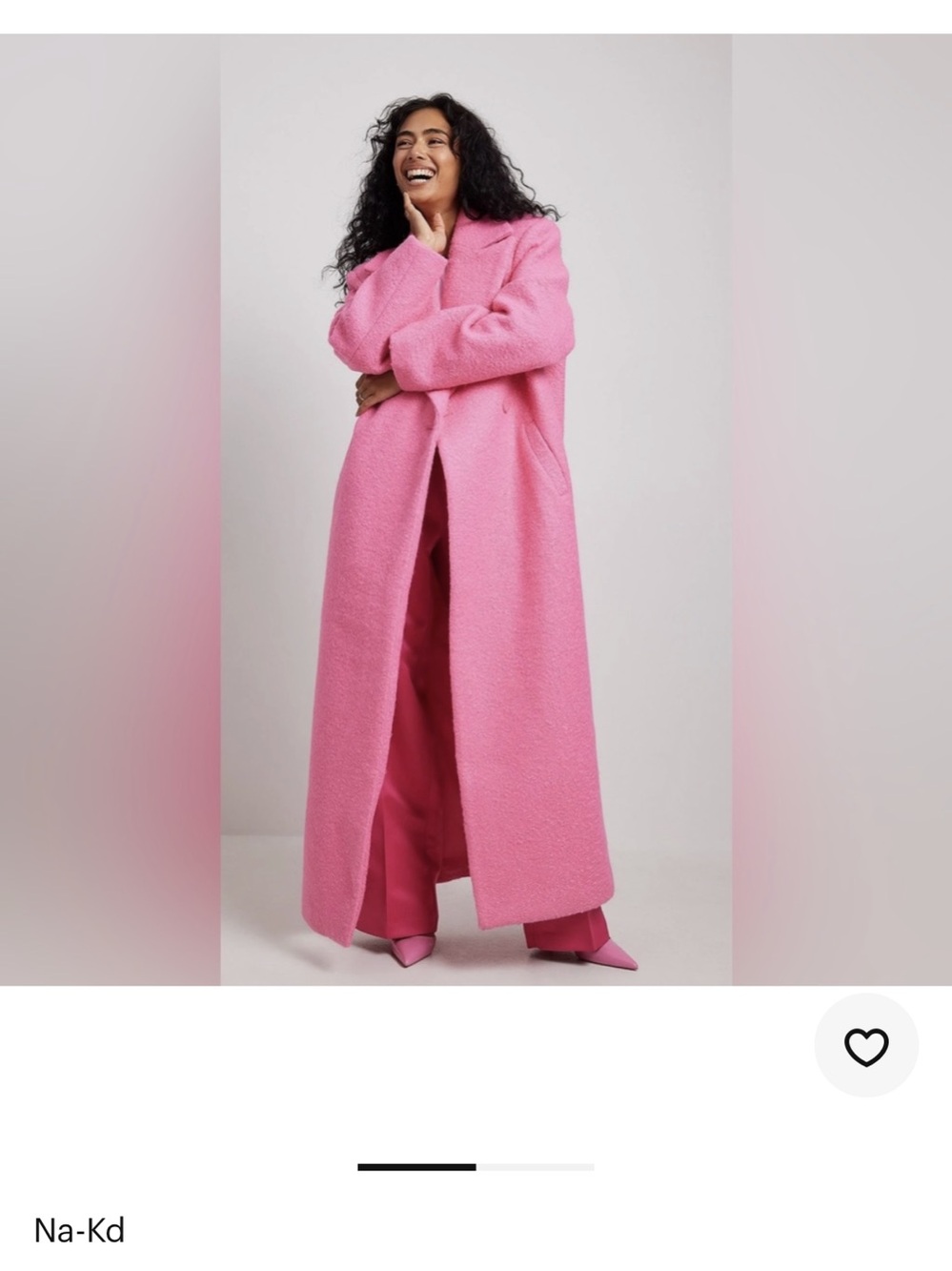 NA-KD  hot pink boucle teddy duster coat